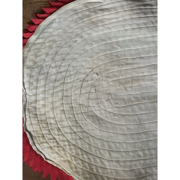 VTG Handmade Multicolored Polyester Fabric Scrap 30x24" Oval Funky Rug Unisex - Picture 5 of 9